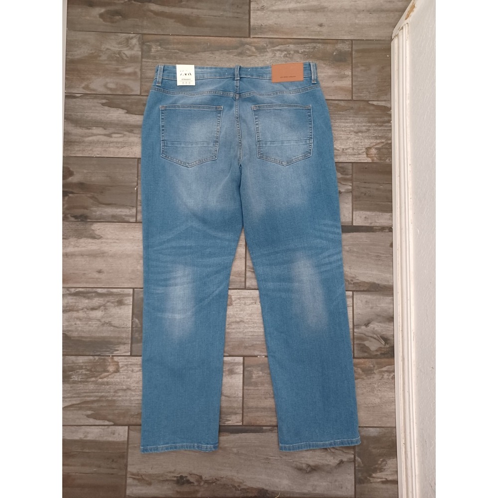 NWT Men Blue Zara Straight Fit Jeans Size 46 Regular Brand New - Picture 9 of 10
